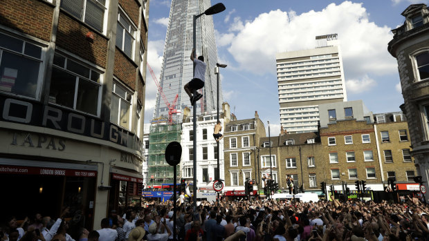 Street party: England fans have been taking to the streets in celebration all over the country.