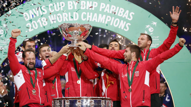 Croatia lift up the Davis Cup after beating France in the final.