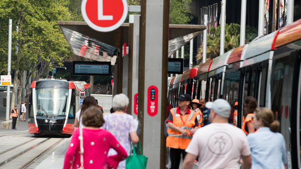 The light rail line opened between Randwick and Circular Quay on Saturday.