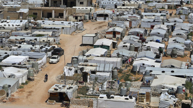 A Syrian refugee camp in the eastern Lebanese border town of Arsal in June.