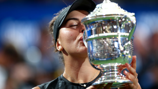 The teenager with the US Open trophy.