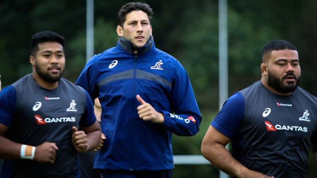Adam Coleman shakes off the loss at Wallabies training on Monday. 
