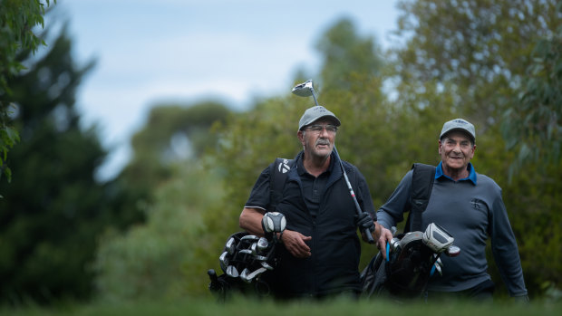 Avid Golfers Michael Alfonzetti and Cam Ingrisciano have been playing golf together twice a week for over 20 years.