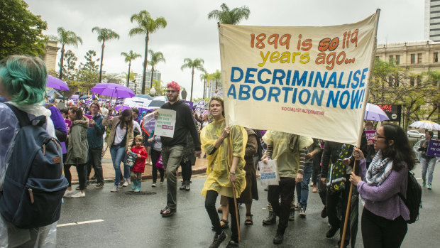 Pro-choice marchers in Brisbane on the weekend before the vote.