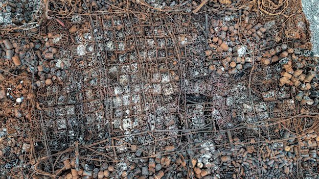 Drone shot of Footscray factory fire site 420 Somerville Road.