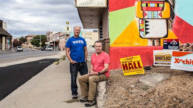 Dimid Hayes and Michael Donlan on Main Street in Truth or Consequences.