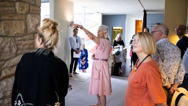 Penelope Seidler gives guests a tour of Rose Seidler House in December.