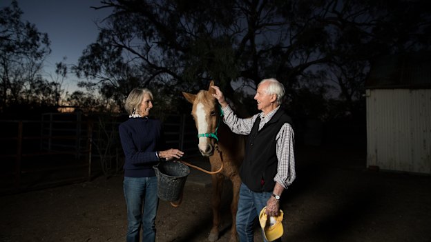 Jan and Rod White on their property just outside the town of Walgett.