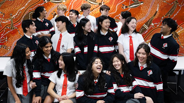 “Great things await you,” says Minister Car in her message to students. 
The 2026 artwork, Whispers of my Ancestors: Strong and Proud, by Jamie Eastwood was commissioned by Cherrybrook Technology High School and is featured in these photographs with students from the school. 
 