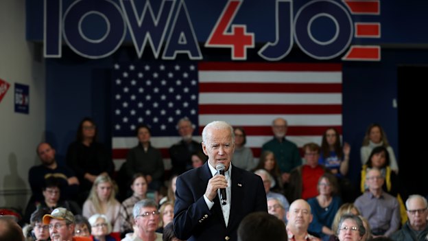 Joe Biden at a rally in Iowa earlier this month.