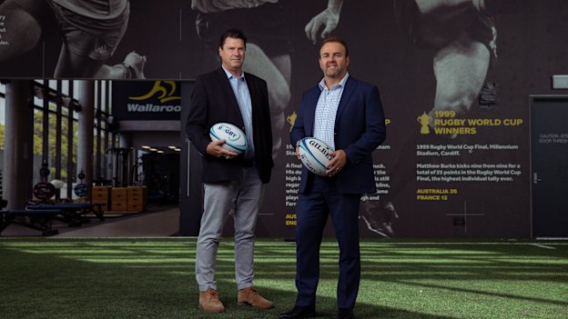 RA chairman Hamish McLennan, left, and CEO Andy Marinos are aiming
to “rebuild” rugby.