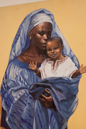 A painting on the wall of Shepparton's St Paul's Lutheran church, now a thriving congregation with many former refugees.