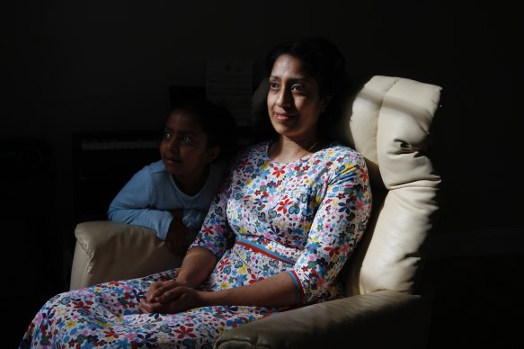 Kavita Enjeti at home this week with her daughter Tara. 