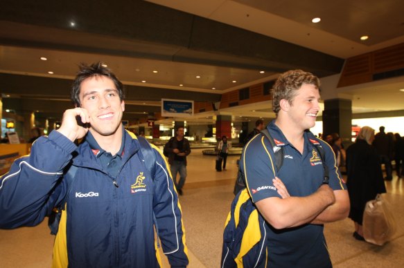 James Slipper and Ben Daley after being called up to play for Australia in 2010.