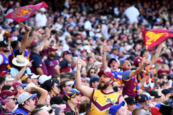Brisbane fans show their support during the 2023 AFL Grand Final at the MCG. If you can’t be there in person, then where can you go?