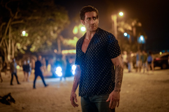 Jake Gyllenhaal in the remake of the classic 80s film <i>Road House</i>.