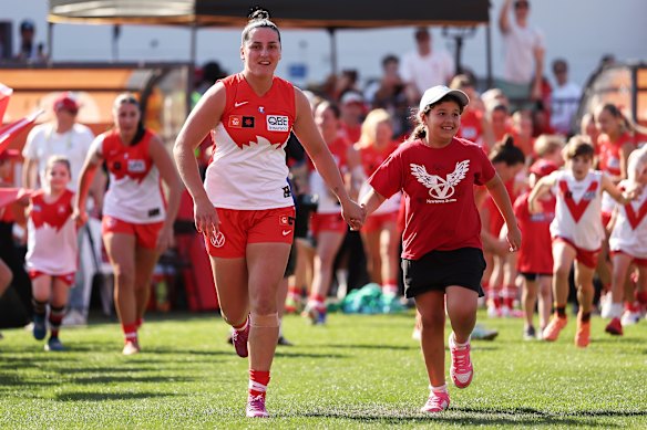 The Swans run out at Henson Park.