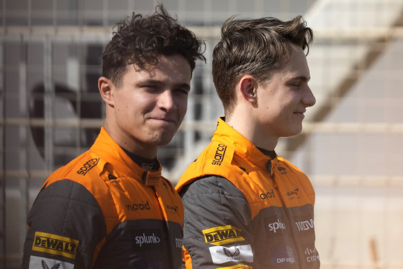 McLaren teammates Lando Norris (left) and Oscar Piastri.