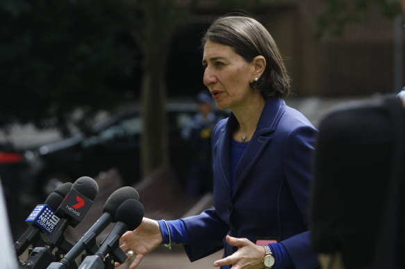 Premier Gladys Berejiklian at a press conference on Saturday.