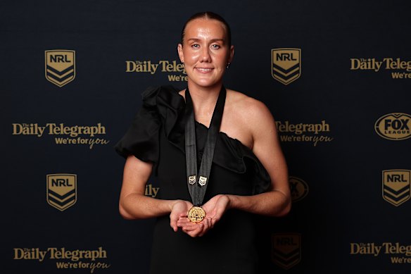 Tamika Upton won her third Dally M medal on Wednesday night. 