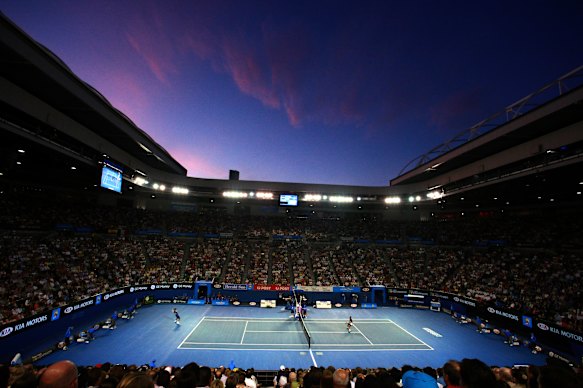 Novak Djokovic in action against Jo-Wilfried Tsonga in the 2008 Australian Open final.