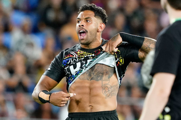 Josh Addo-Carr channels Nicky Winmar.