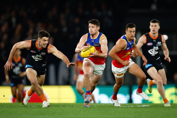 Lachie Neale on the run for Brisbane.