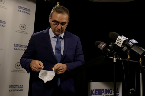South Australia's Premier Steven Marshall announcing the six-day lockdown on Wednesday.