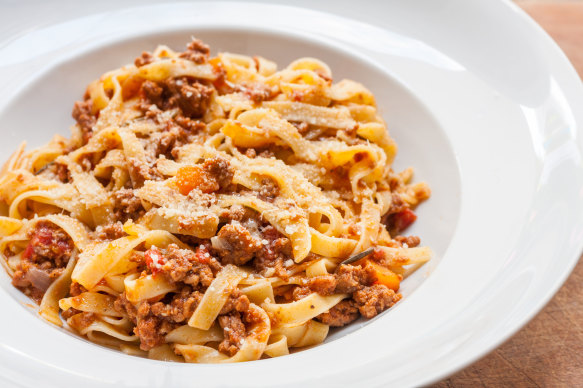 The real deal … tagliatelle alla ragu.