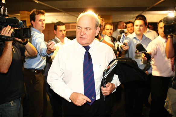 Ron Joseph leaving a meeting with the AFL about relocating North Melbourne to the Gold Coast in 2007.