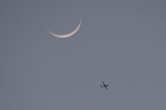 A drone flies over Gaza Strip on Thursday.