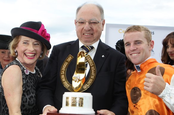 George Altomonte after the 2013 Golden Slipper with Overreach, Standout's older sister.