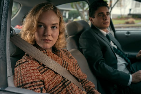 Young Kay (Rosy McEwen) and young Marino (Jake Cannavale) in Scarpetta.