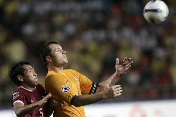 Retired Australian football great Mark Viduka, right, in action at the 2007 Asian Cup. 