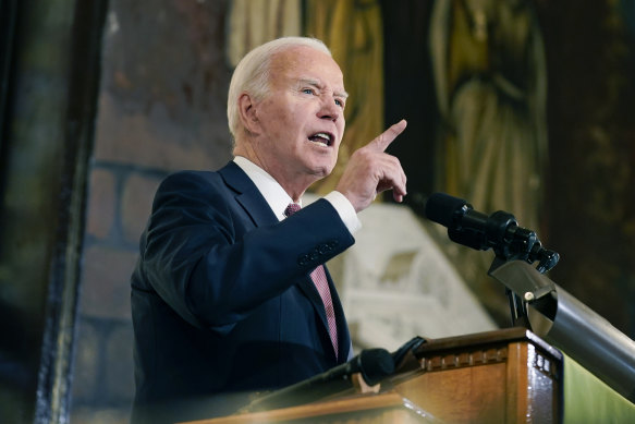 President Joe Biden speaks at a church in Charleston, South Carolina last month.