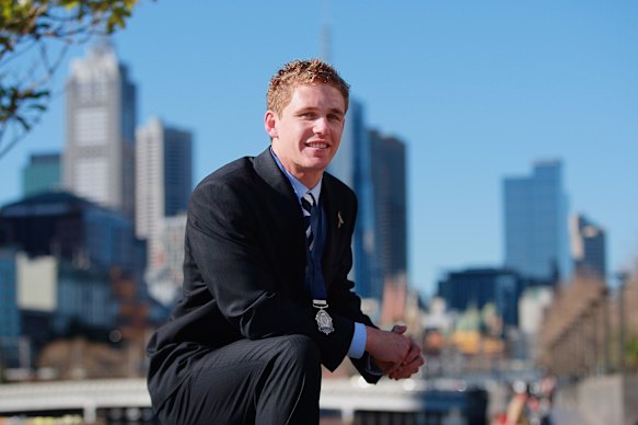 Joel Selwood when he won the Rising Star award in 2007.