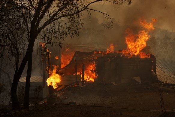 Fire ravaging Dargan, west of Bell in the Blue Mountains.