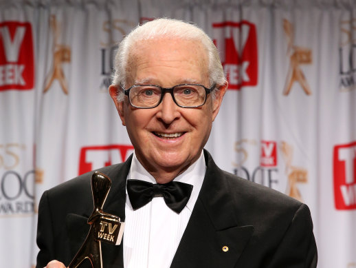 Journalist Brian Henderson poses in the awards room after being inducted into the Logie Hall of Fame at the 2013 Logie Awards at the Crown Palladium on April 7, 2013 in Melbourne, Australia.  