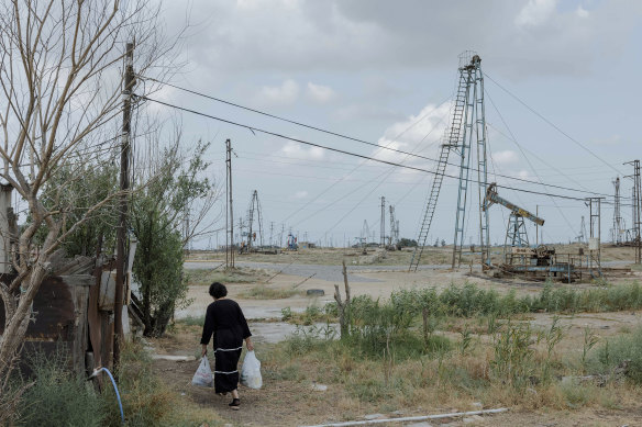 Oil fields near Baku, the capital of Azerbaijan, which will host the annual COP29 global climate summit in November.