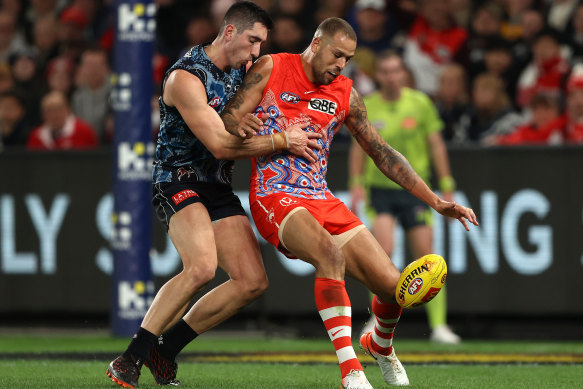 Jacob Weitering shut down Buddy Franklin on Friday night.