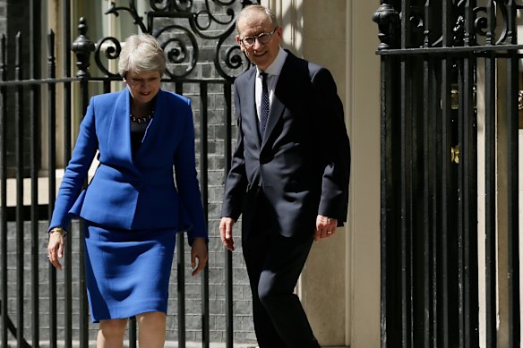 Philip May maintained an air of dutiful discretion beside his prime minister wife.