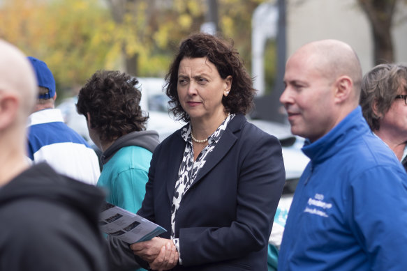 Ryan alongside rival Josh Frydenberg at an early voting centre in mid-May.  