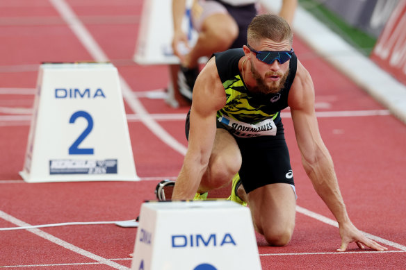 CJ Allen lines up for the men’s 400m hurdles final at the 2024 Diamond League - Herculis in Monaco in July.