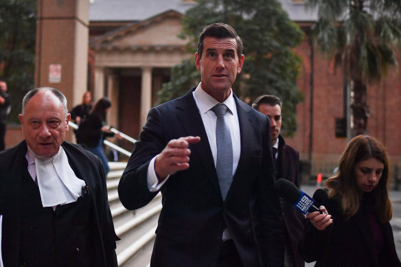 Ben Roberts-Smith at the end of the day with his barrister Bruce McClintock, SC.