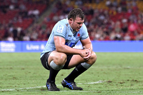 Daniel Botha looks dejected after his team’s loss to the Queensland Reds.