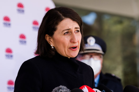 NSW Premier Gladys Berejiklian at Tuesday’s press conference. 