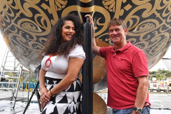 Floating art: ferry owner Sean Langman with Grace Dlabik, founder of BE Collective.
 