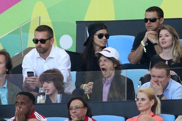 Adriana Lima (top centre) at the 2014 FIFA World Cup final in Rio.
