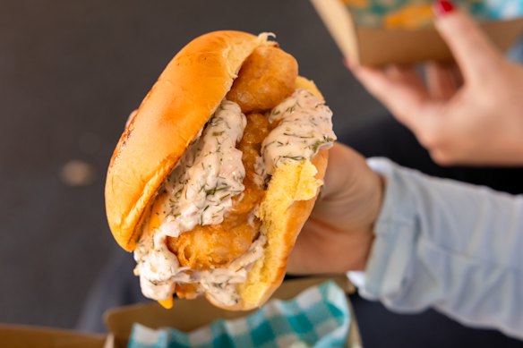 Edita's famous fried fish burger.
