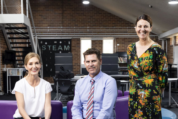 Deputy Principal Melanie Check, Principal Murray Kitteringham and Head of Teaching and Learning Brenda Stajcic of Sir Joseph Banks High School.